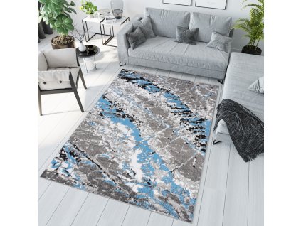 Kusový koberec Maya - pruhy 1 - sivý/modrý