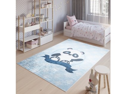Dětský koberec Emma Kids - panda - modrýpanda modra koberec