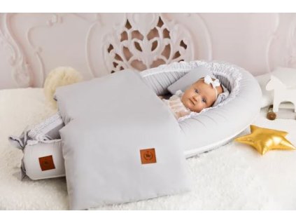 Hnízdečko pro miminko ROYAL s krajkou - šedé 2