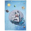 Dětský koberec Emma Kids - planety a astronaut - modrý