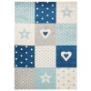 Dětský koberec Lazur - srdíčka a hvězdičky - modrý