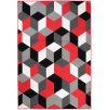 Kusový koberec Maya - geometrické tvary 1 - šedý/červený
