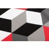 Kusový koberec Maya - geometrické tvary 1 - šedý/červený