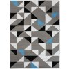 Kusový koberec Maya - trojúhelníky 1 - šedý/modrý