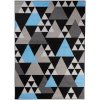 Kusový koberec Maya - trojúhelníky 2 - černý/modrý