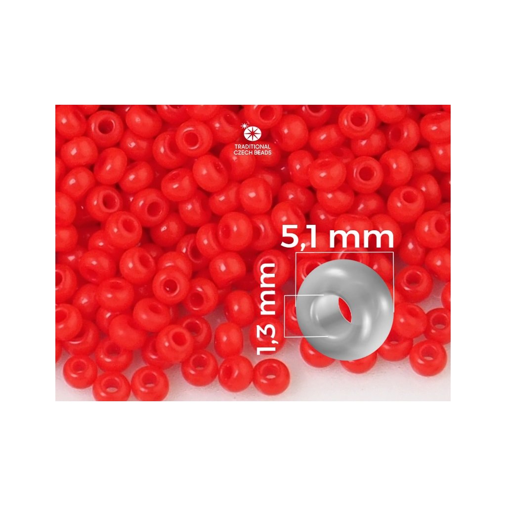 Preciosa rokajl 4/0 5,1 mm Červená 93170 20 g (Velikost produktu 5,1 mm, Barva červená)