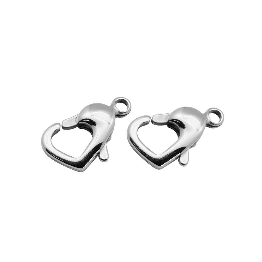 Zapínání karabinka srdce 10 × 14 mm (Velikost produktu 10 mm × 14 mm, Barva Platinová)