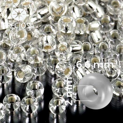 Preciosa koralky rokajl čirá silver lined 78102