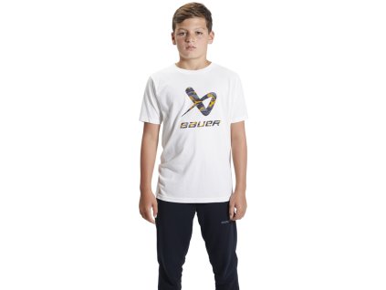 Triko BAUER S22 CAMO LOCKUP TEE YTH WHT