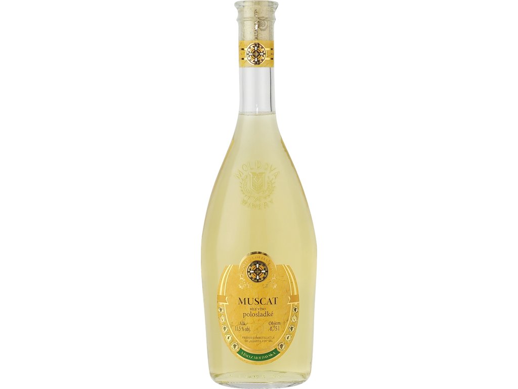 Víno Muskat bílé polosladké 0,75L - Golden Bakery