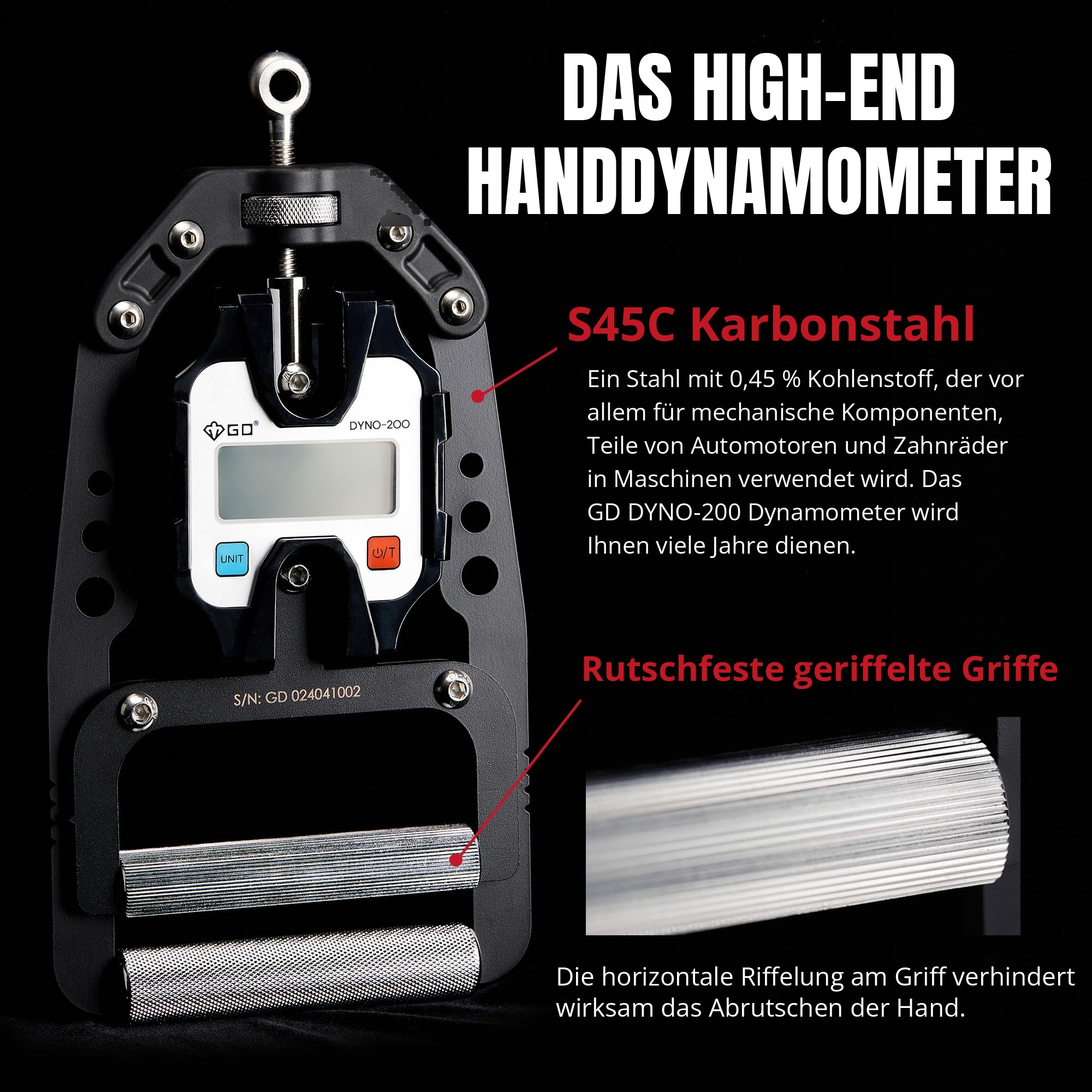 S45C Karbonstahl und geriffelte Griffe