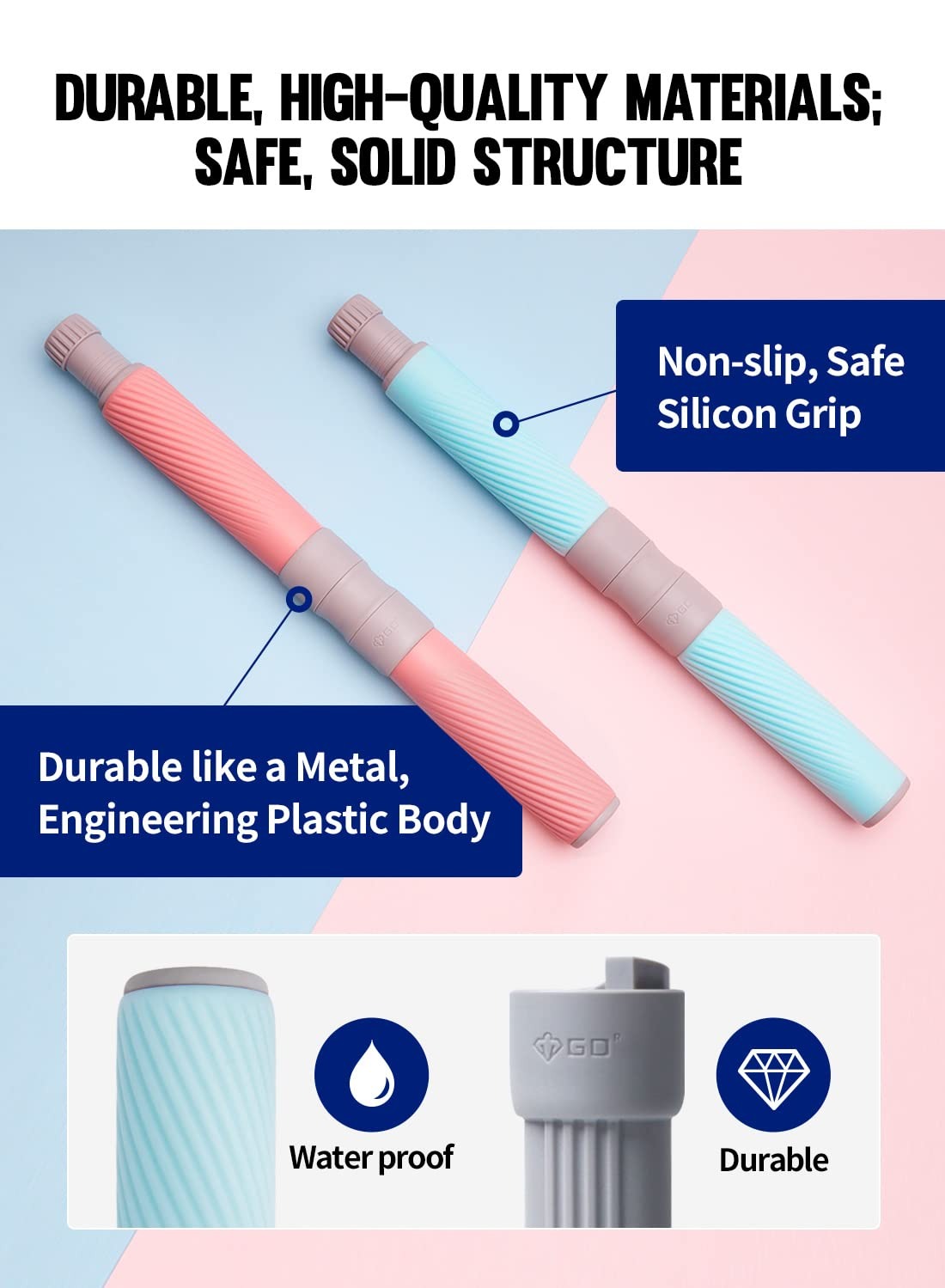 Durable, high-quality materials – silicone grip and engineering plastic