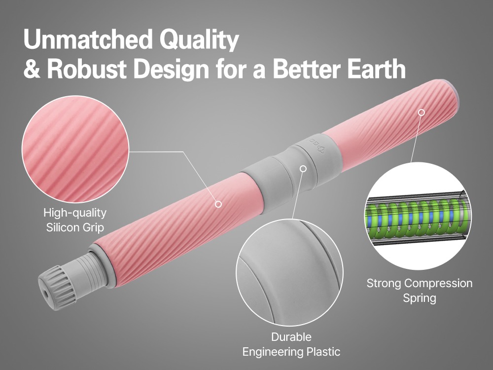 High-quality silicone, durable engineering plastic and a strong compression spring
