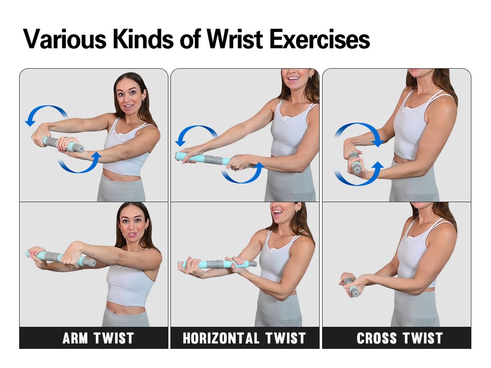 Wrist exercises – arm twist, horizontal twist and cross twist