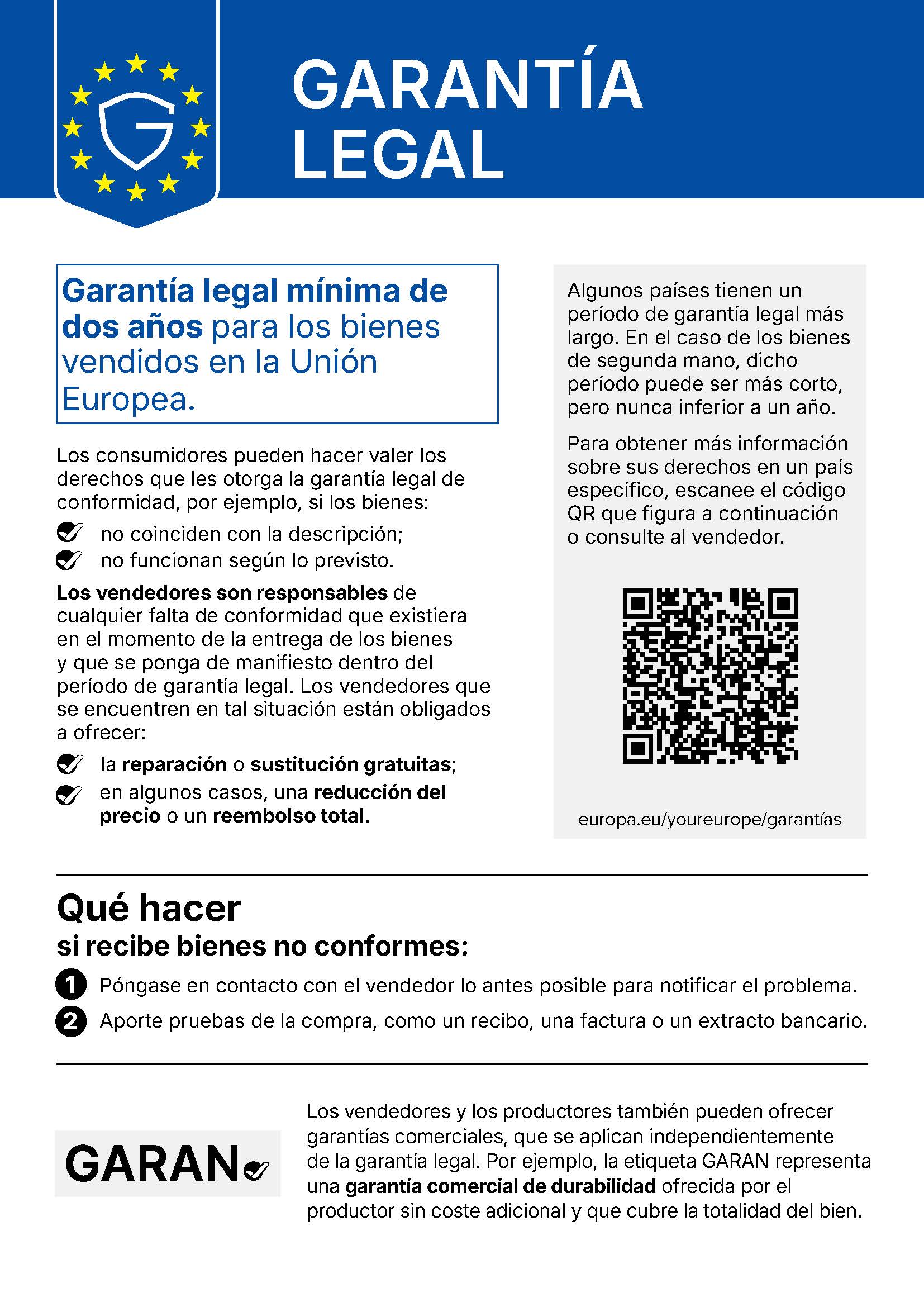 Sus derechos de garantía legal