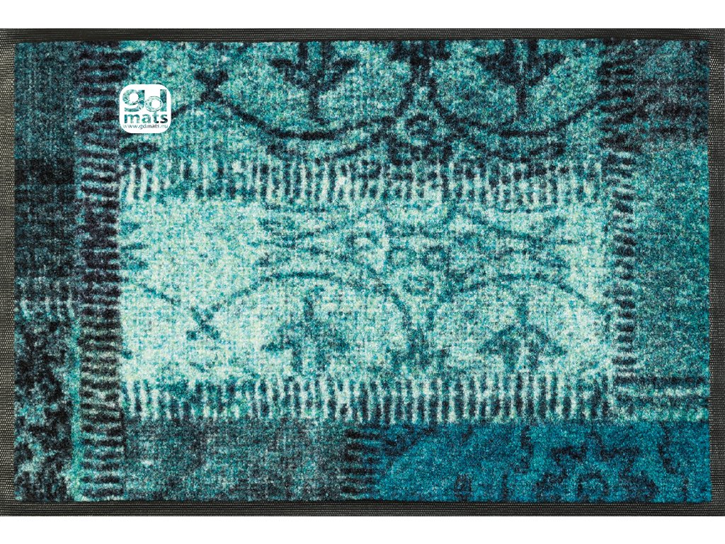 Home Mat Vintage Patches türkis | Kitchen and Bathroom Mat | Indoor Home Carpet | GDmatsEU