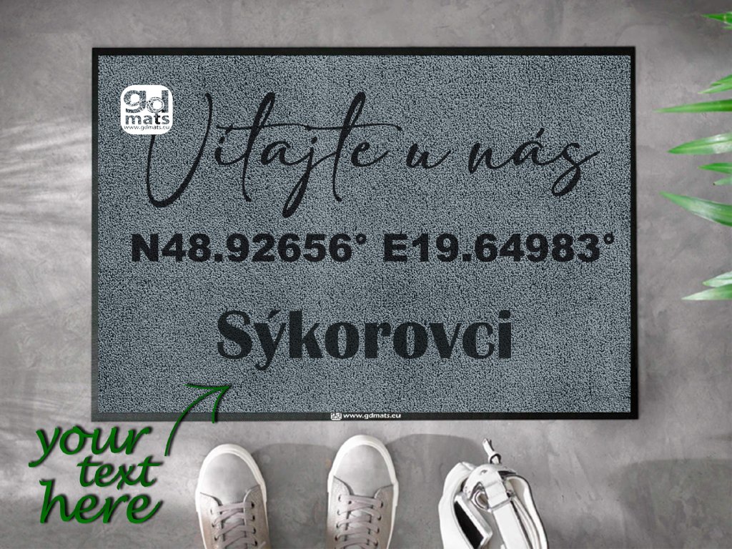 Doormat personalized with surname and own GPS | GDmatsEU