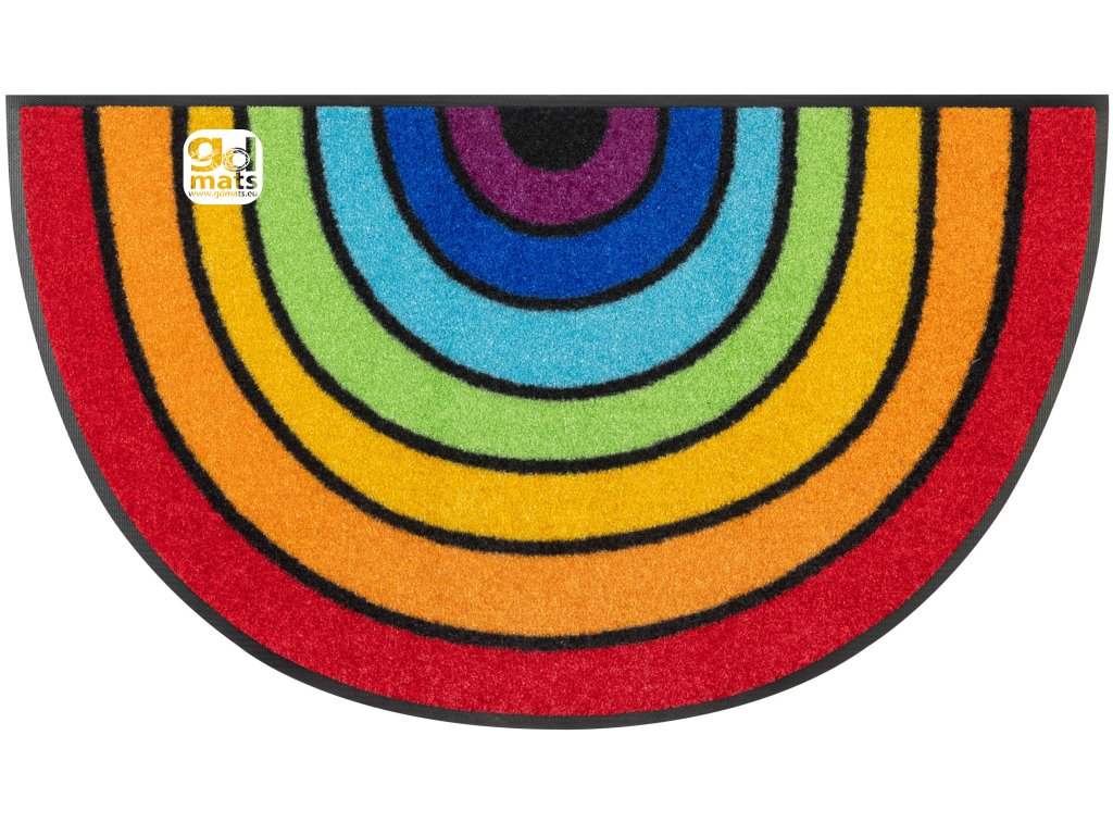 Half Round Door Mat Rainbow Doormat Round Rainbow | Washable, for allergy sufferers and pets | GDmatsEU"