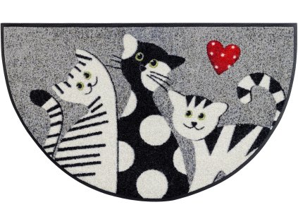 Half Round Door Mat Cat Trio Doormat Round Cat Trio | Washable, for allergy sufferers and pets | GDmatsEU"