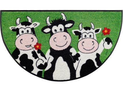 Half Round Door Mat Cow Trio Doormat Round Cow Trio | Washable, for allergy sufferers and pets | GDmatsEU"