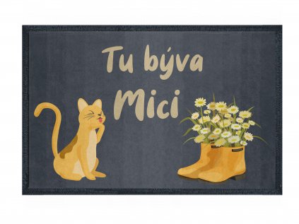 GDmatsEU - Fussmatte mit eigenem Text und einer fröhlichen Katze