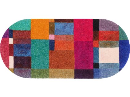 Oval home mat Mosaique| Washable Designer Mats for Every Household |GDmatsEU
