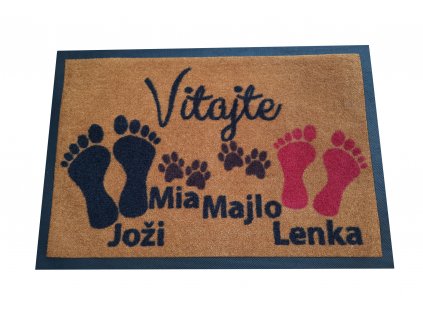 GDmatsEU Rohožka personalizovaná s vlastními jmény a chodidly