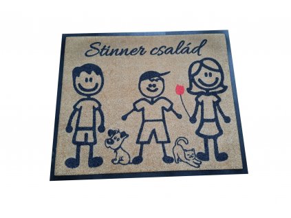 GDmatsEU | doormat personalized with characters of the whole family - gold