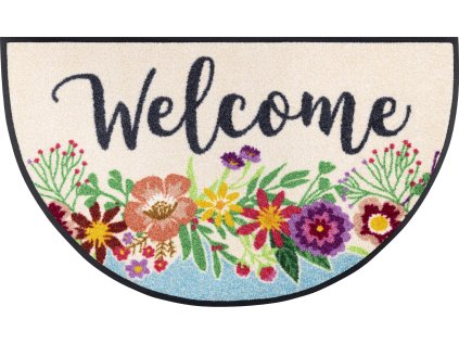 Half Round Door Mat Welcome Blooming Doormat Round Welcome Blooming | Washable, for allergy sufferers and pets | GDmatsEU"