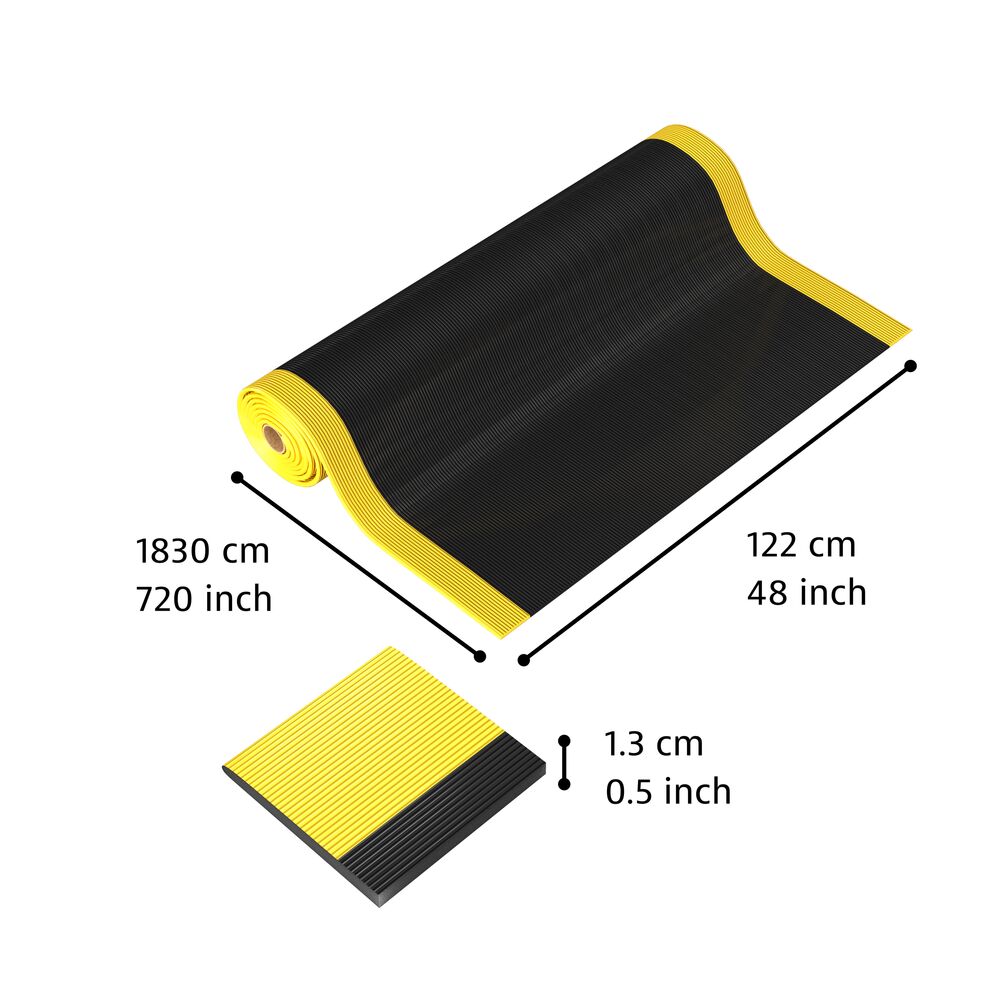 413 Gripper Sof-Tred - Protiúnavová rohož s vrstvou Dyna-Shield a pozdĺžnym rebrovým vzorom - čierna/žltá Rozmer: 122cm x 18.3m