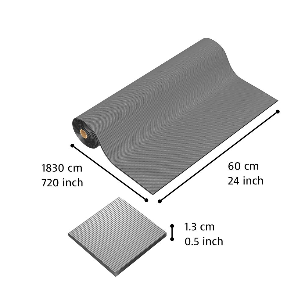 413 Gripper Sof-Tred - Protiúnavová rohož s vrstvou Dyna-Shield a pozdĺžnym rebrovým vzorom -  sivá Rozmer: 60cm x 18.3m