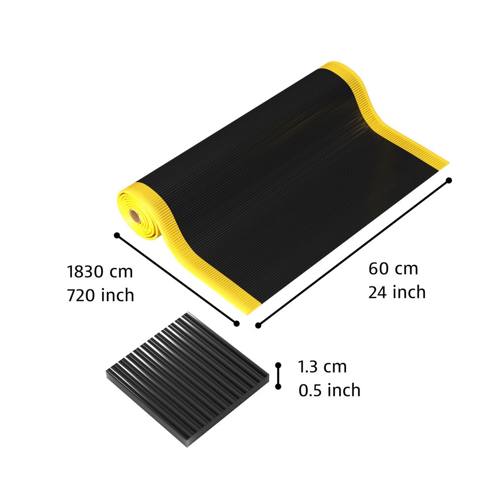 406 Crossrib Sof-Tred - Protiúnavová rohož s vrstvou Dyna-Shield a priečnym rebrovým vzorom -  čierna/žltá Rozmer: 60cm x 18.3m