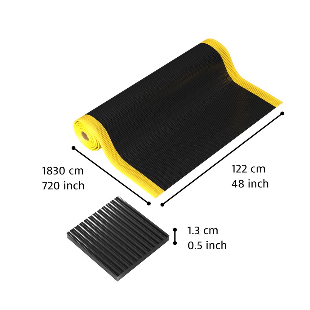 406 Crossrib Sof-Tred - Protiúnavová rohož s vrstvou Dyna-Shield a priečnym rebrovým vzorom -  čierna/žltá Rozmer: 122cm x 18.3m