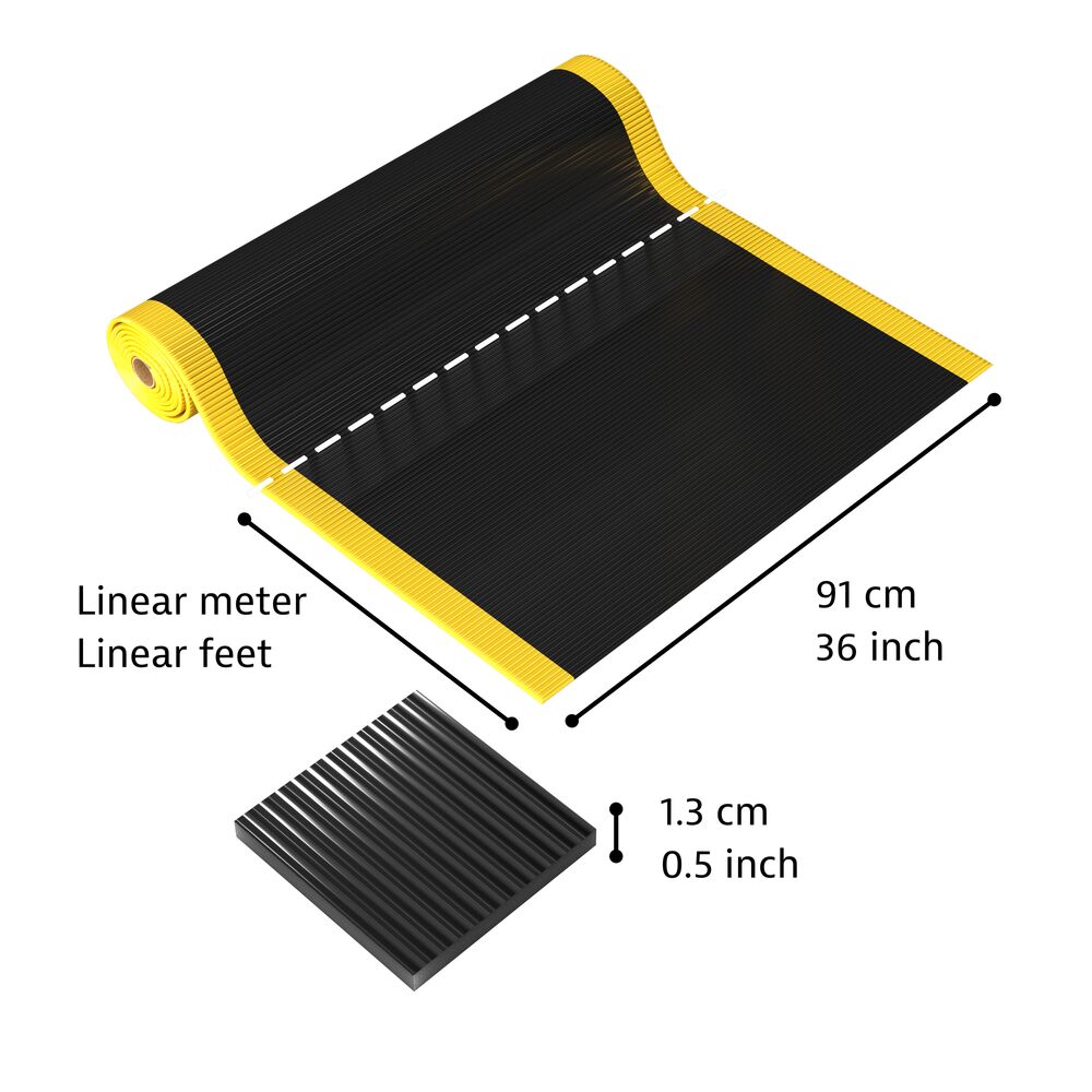 406 Crossrib Sof-Tred - Protiúnavová rohož s vrstvou Dyna-Shield a priečnym rebrovým vzorom -  čierna/žltá Rozmer: 60cm x linm
