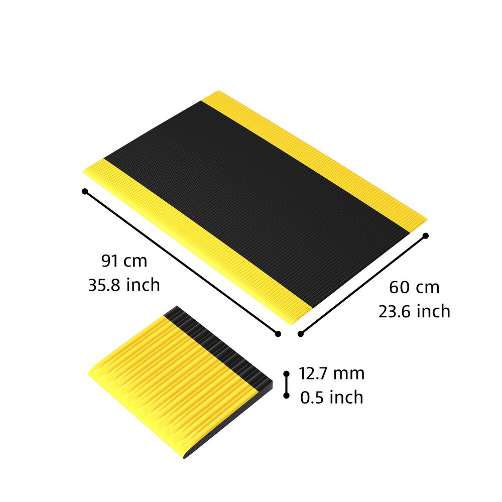 406 Crossrib Sof-Tred - Protiúnavová rohož s vrstvou Dyna-Shield a priečnym rebrovým vzorom -  čierna/žltá Rozmer: 60cm x 91cm