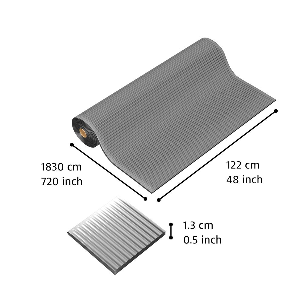 406 Crossrib Sof-Tred - Protiúnavová rohož s vrstvou Dyna-Shield a priečnym rebrovým vzorom -  sivá Rozmer: 122cm x 18.3m