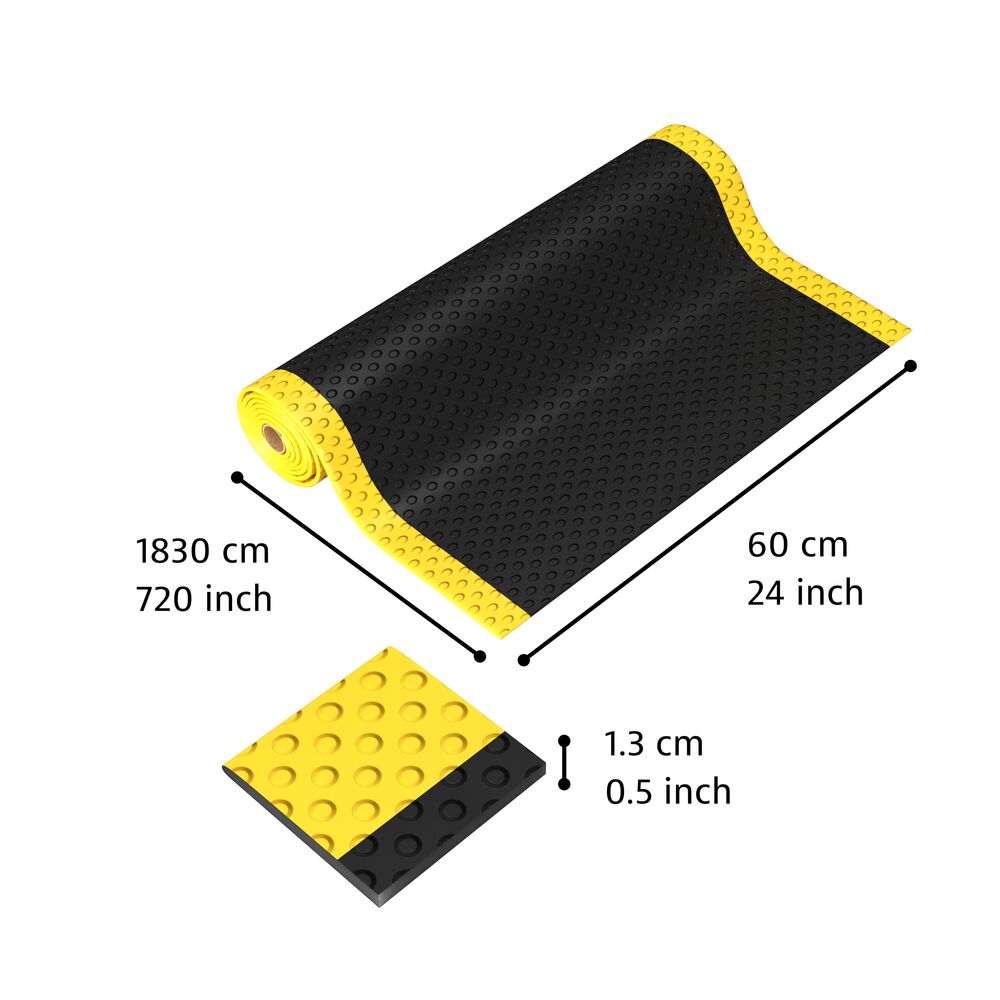 417 Bubble Sof-Tred - Protiúnavová rohož s vrstvou Dyna-Shield a bublinovým vzorom - čierna/žltá Rozmer: 60cm x 18.3m
