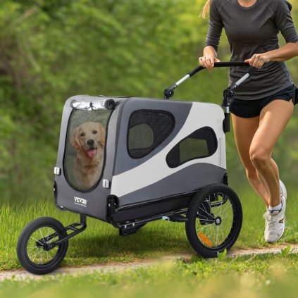 Príves na bicykel kočík pre psov čierna/sivá