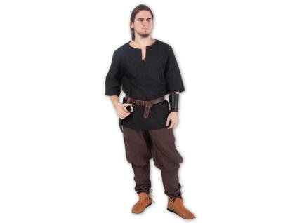 Bavlněná středověká košile - černá (Velikost S)