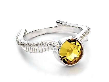 Stříbrný prsten Harry Potter - Zlatonka s krystaly (Velikost S)