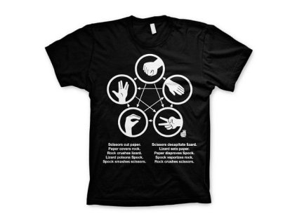 Tričko Big Bang Theory - Rock-Paper-Scissors-Lizard-Spock (Velikost XL)