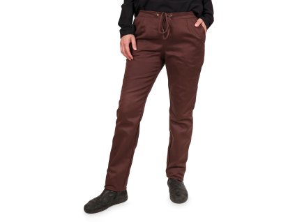 Bavlněné dámské kalhoty - hnědé (Velikost XL)