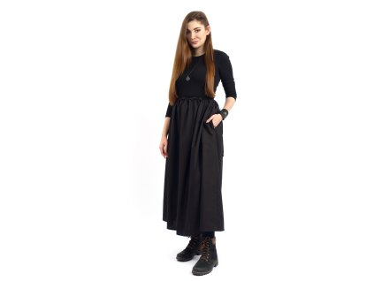 Dlouhá sukně s kapsami, černá (Velikost XL)