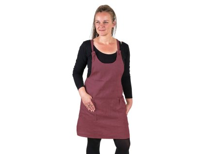 Lněné šaty s laclem - fialové (Velikost M)