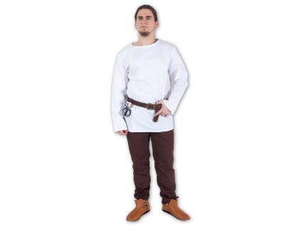 Bavlněná tunika s dlouhým rukávem - bílá (Velikost S)