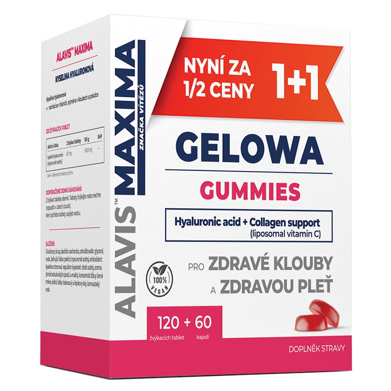 Levně Alavis Maxima Gummies kyselina hyaluronová Vit. C+D3 60 žvýkacích tablet + 30 kapslí
