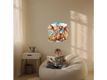 Piros sárkány falmatrica gyerekszobába