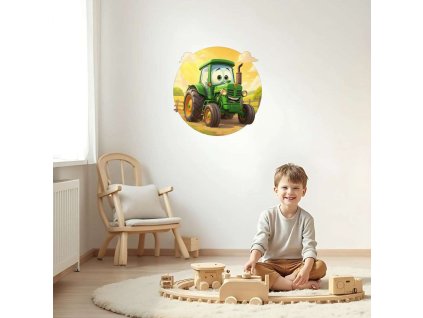 Vidám Traktor Falmatrica Gyerekszobába – Zöld Traktoros Dekoráció