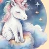 Unikornis falmatrica gyerekszobába – Álmodó unikornis a csillagok között