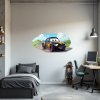 Lángmintás Sportautó Falmatrica Gyerekszobába – Fekete Versenyautó